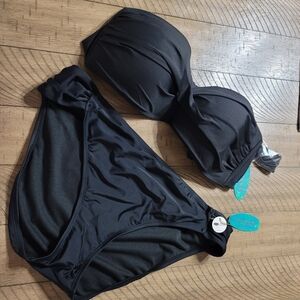 Myna Bandeau Bikini Swimsuit Top & Bottom XXL Removale Straps& Cups